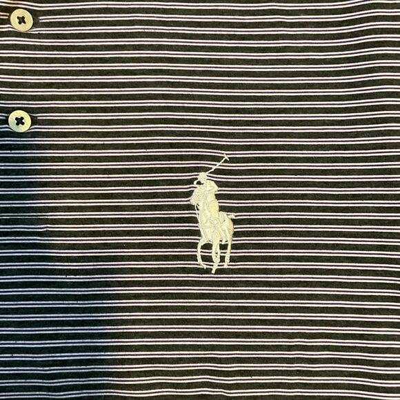 POLO GOLF Ralph Lauren Gray Stripe POLO SHIRT Citi‎ Mens Size Small big Pony - Picture 2 of 10